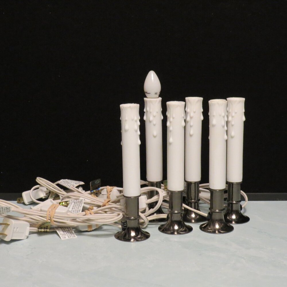 Lot of 6 Vintage Electric Candle Christmas Lights with Cords and Switches